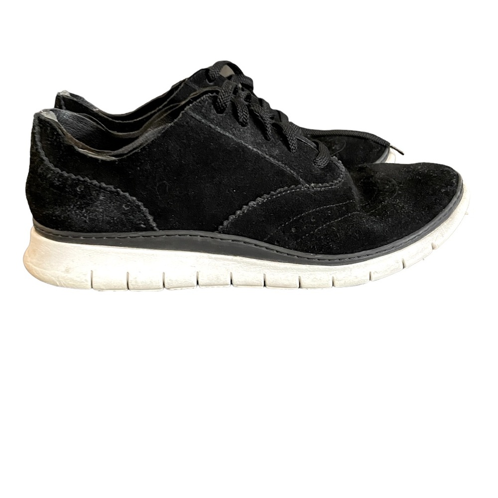 Vionic 355 Taylor  Black Suede Lace Up  Casual Tennis Shoes Womens Size 8.5